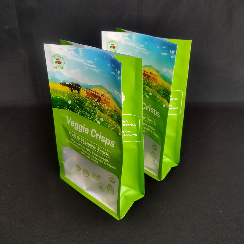 Bolsa sellada biodegradable de 8 lados con cerradura de cremallera y fondo plano para imprimir logotipo bolsa de embalaje de alimentos secos